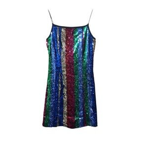 NWT Forever 21 Womens Size Small Sequin Sleeveless Slip Dress Multicolored New